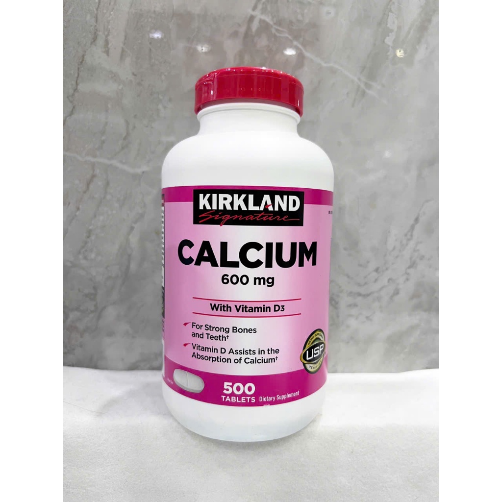 Date T3/2028_ Canxi hồng Kirkland Calcium 600mg Vitamin D3 500viên- Bổ sung Canxi, ngừa loãng xương
