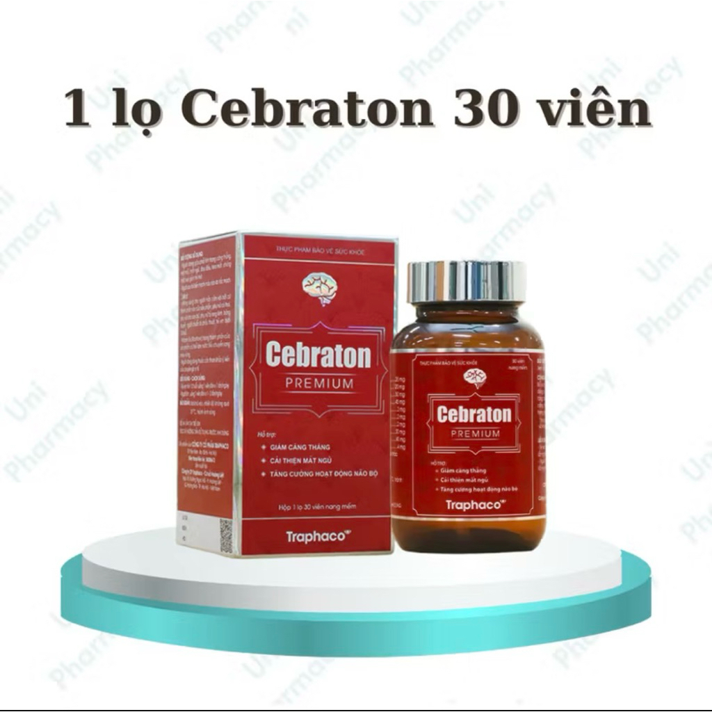 Cebraton Premium Traphaco lọ 30 viên – Hỗ trợ giảm căng thẳng, hỗ trợ giấc ngủ, bổ sung dưỡng chất c
