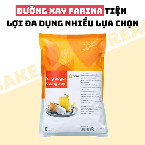 Đường Xay Bột Trắng Mịn Farina 1kg - đường trắng xay mịn, tiện lợi phù hợp với nhiều loại bánh