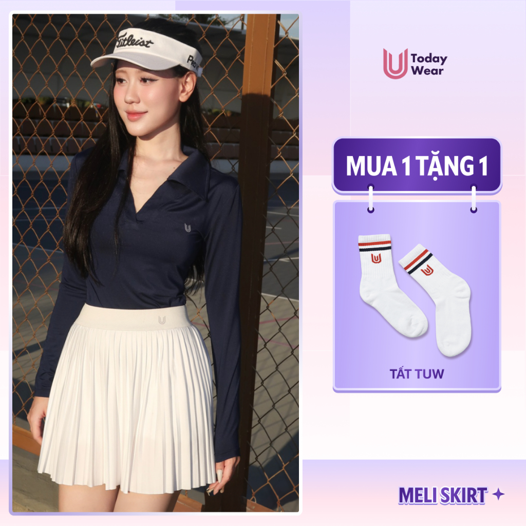 [TẶNG 1 TẤT] Chân váy ngắn xếp ly thể thao Meli Skirt Today U Wear may sẵn quần bảo hộ thoải mái chơi tennis pickleball | BigBuy360 - bigbuy360.vn