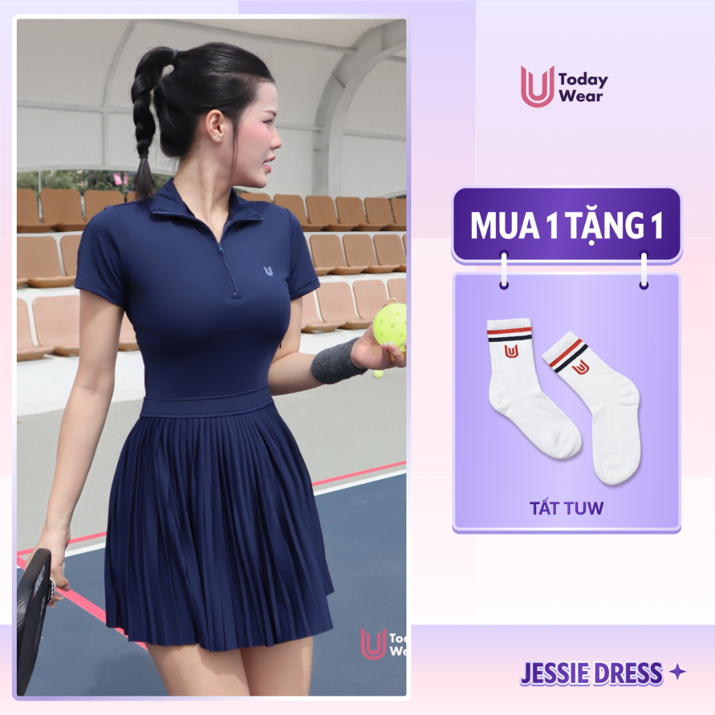 [TẶNG 1 ĐÔI TẤT] Váy tennis pickleball thể thao Jessie Dress Today U Wear TẶNG kèm quần bảo hộ