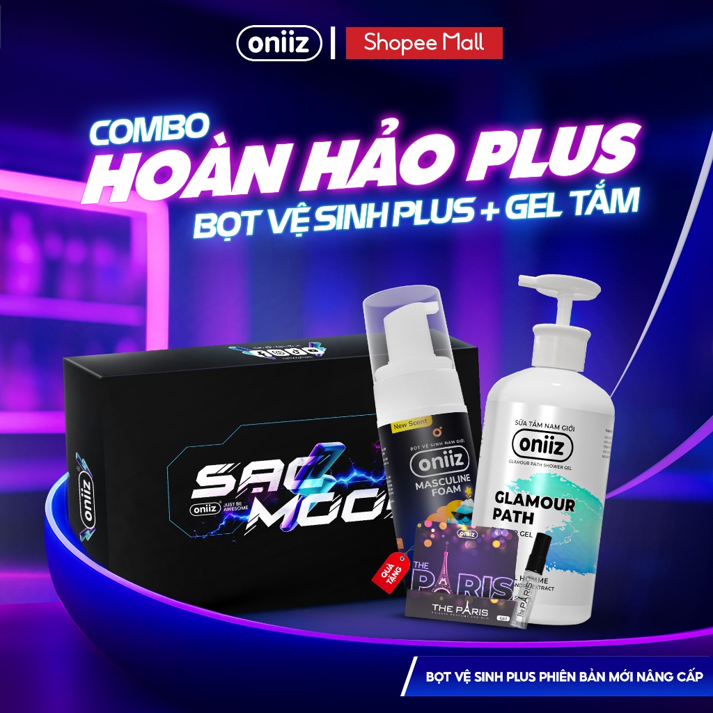 Combo hoàn hảo Plus Bọt vệ sinh nam giới Oniiz Plus, Sữa tắm hương nước hoa Oniiz - Quà tặng nước ho