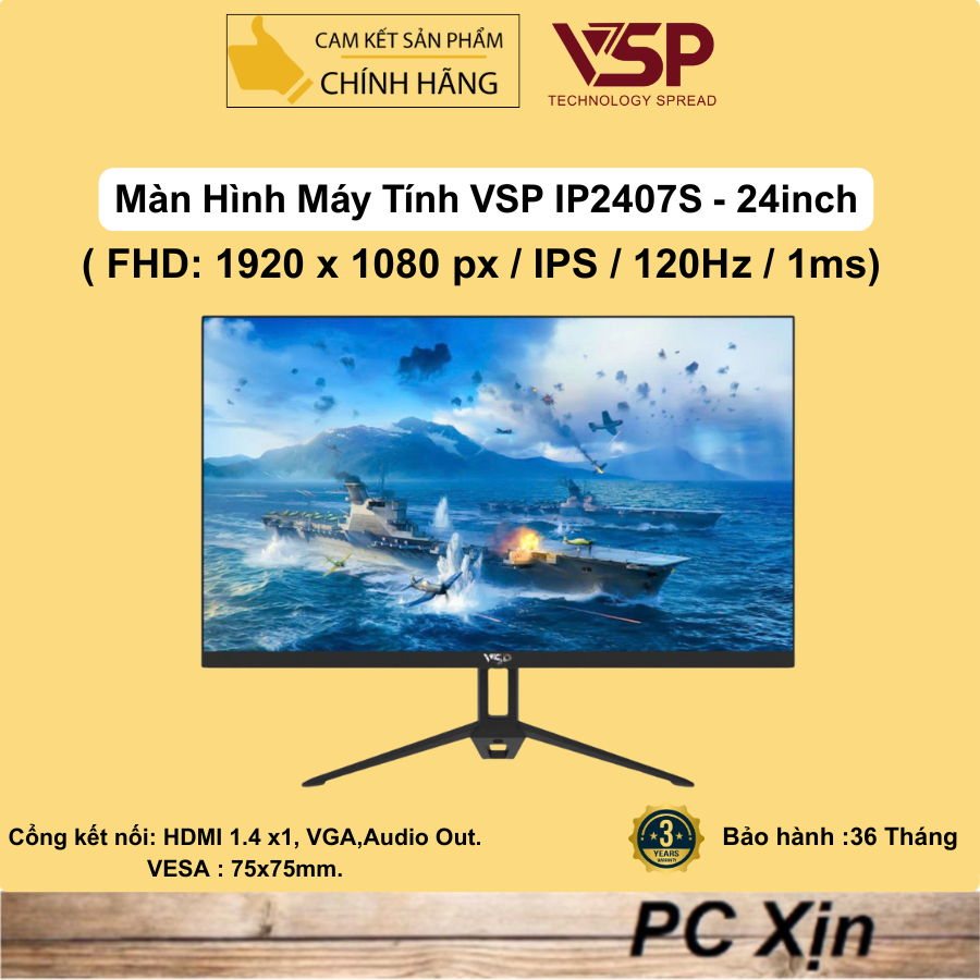 Màn hình máy tính VSP IP2407S / IP2404S 24inch ( Tấm nền IPS / 120Hz) Chính Hãng