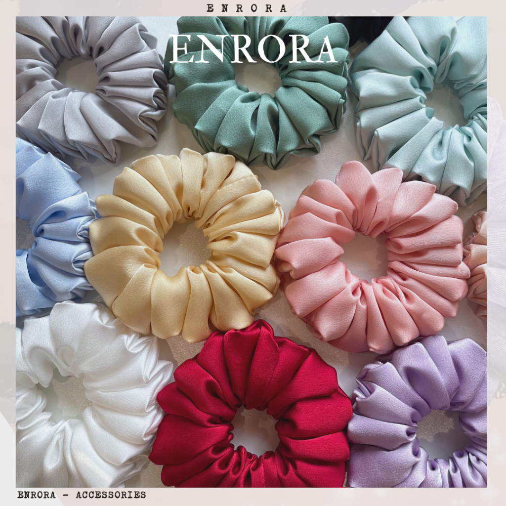 Scrunchies Cột Tóc Vải Lụa ENRORA nhiều màu sắc [ Handmade]