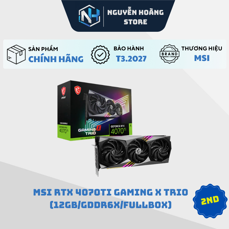 VGA card màn hình MSI RTX 4070Ti Gaming X Trio 12GB 2ND