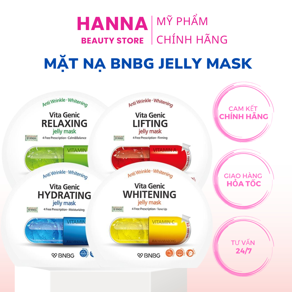 Mặt Nạ BNBG Jelly Mask BNBG Dưỡng Trắng Cấp Ẩm Da Hộp 10 Miếng, Hanna Beauty Store