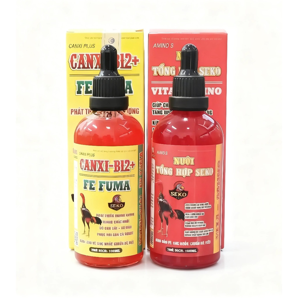 Combo Nuôi tổng hợp và Canxi B.12 Seko giúp tăng lực đá, bổ gân gối dùng cho gà chọi gà đá.