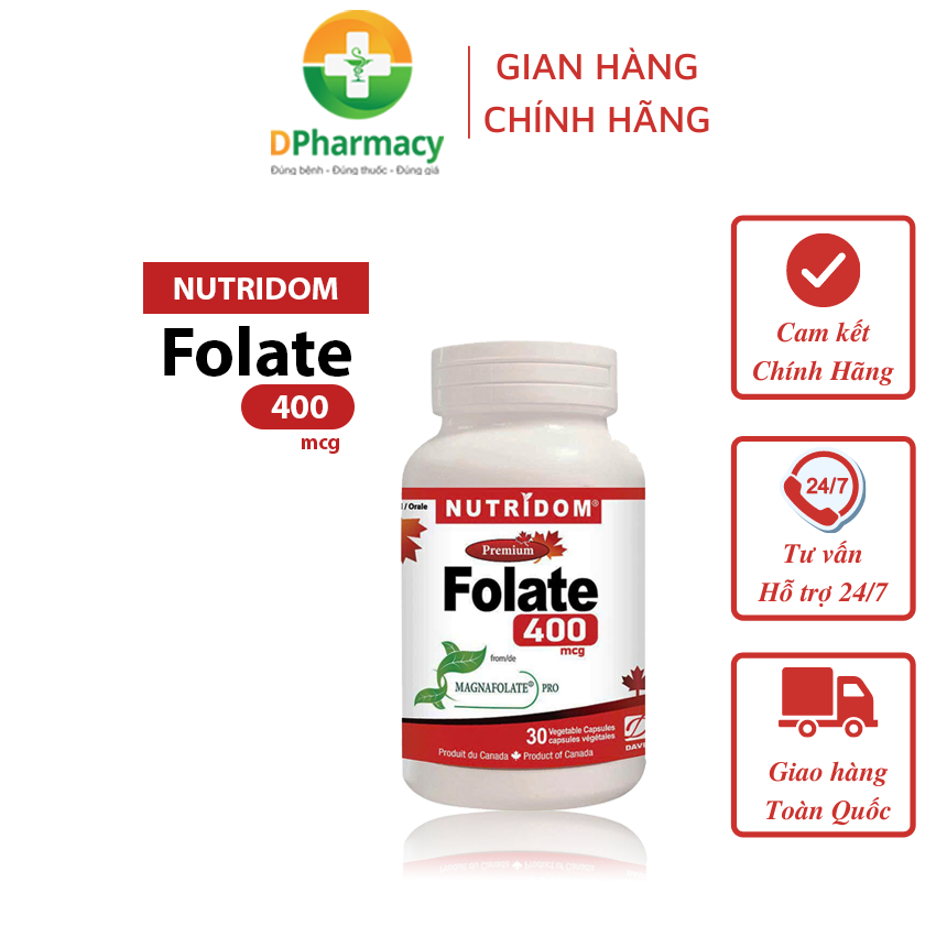 [ Chính Hãng ] Viên Uống Bổ Sung NUTRIDOM FOLATE 400, Hỗ Trợ Tạo Hồng Cầu, Giảm Nguy Cơ Thiếu Folate