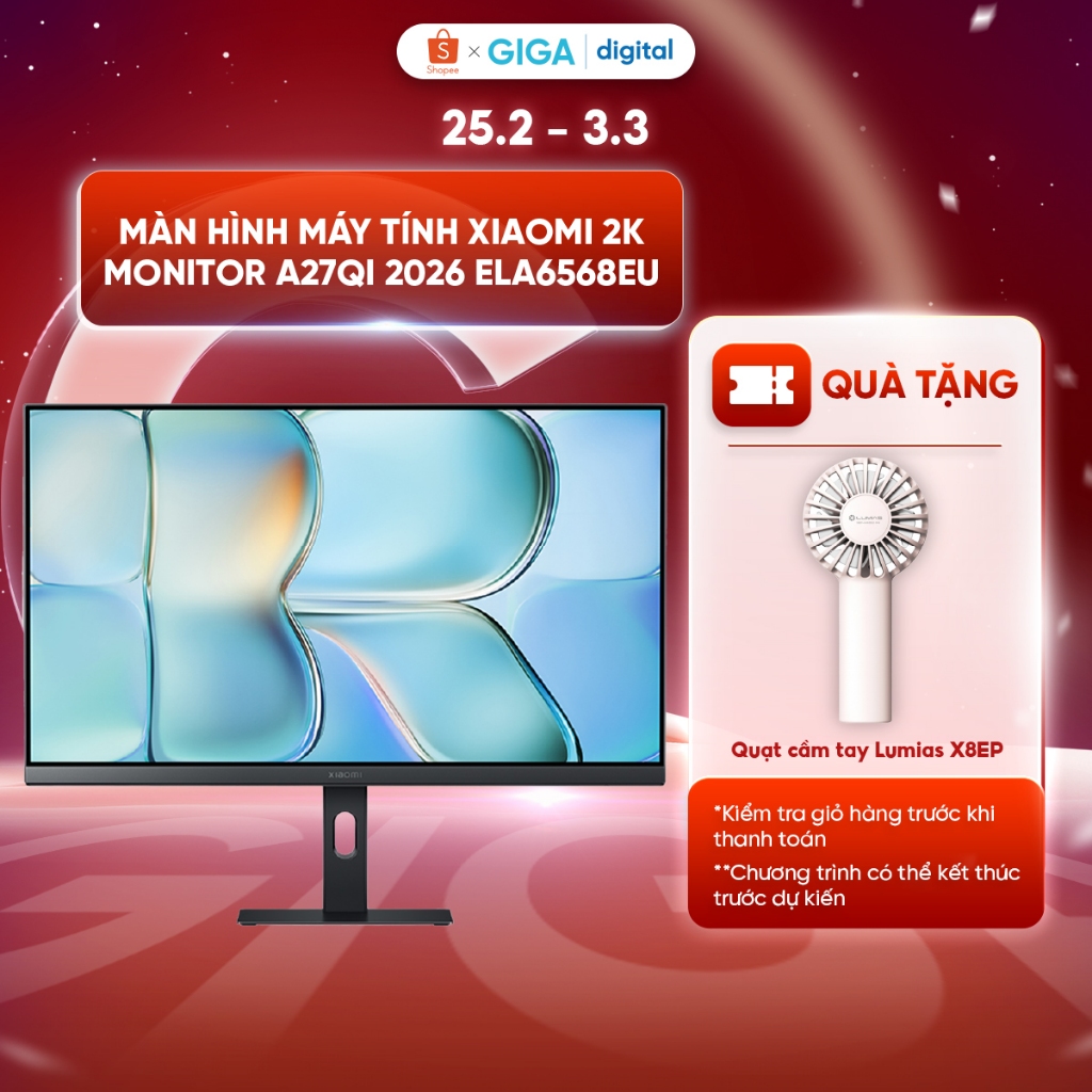 Màn hình máy tính Xiaomi 2K Monitor A27Qi 2026 ELA6568EU 27 inch - Góc nhìn rộng 178° - Tần số quét 