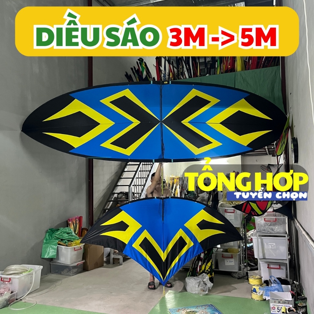 Diều sáo Vivu 3m -> 5m – áo in nhiệt – khung cacbon lắp ghép