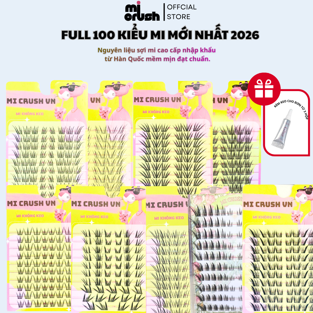 [FULL 100 MÃ MI TRÊN] Mi Không Keo Mi Crush , mi giả cụm tự nhiên , đa dạng mẫu mi phú hợp nhiều dán