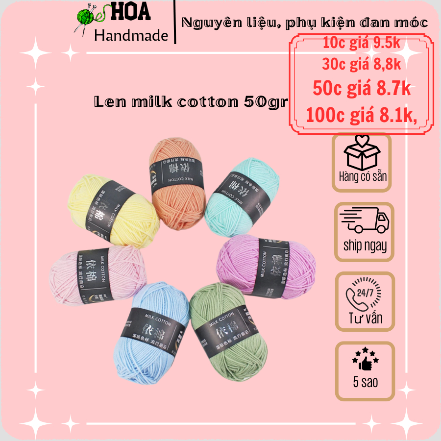 xả kho len milk 50gr từ 1-50( từ 10c ) giá 8.5k