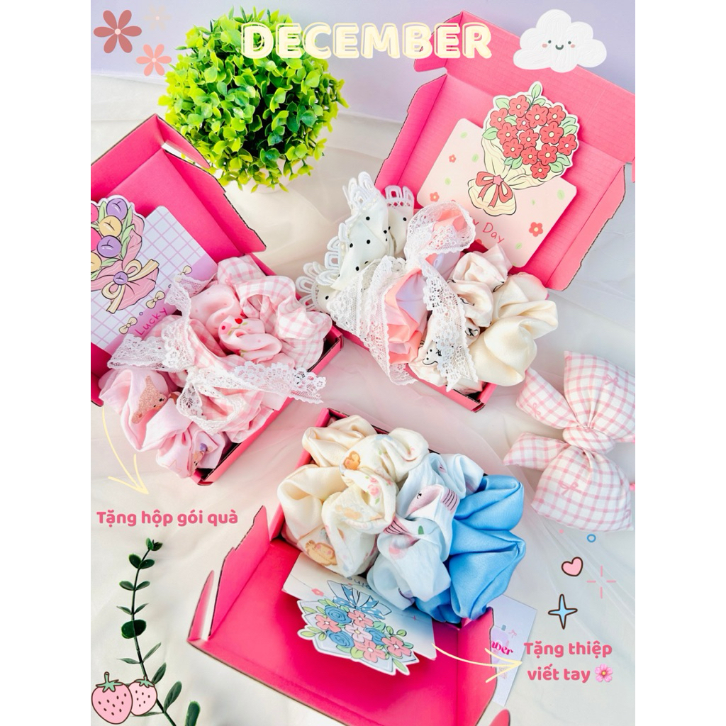 Giftbox | Combo 4 scrunchies tone pastel Hàn Quốc
