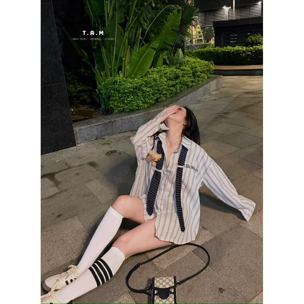 𝔹𝕒𝕠𝕓𝕖𝕚𝕤𝕙𝕠𝕡 🤍 Sơ Mi kẻ 13dermazo kèm Gấu