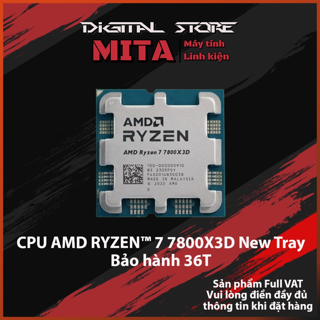 PC CPU AMD RYZEN 7 7800X3D + B650M + 2x16GB 6000MHz  + 650W Bảo hành 36 T MITA PERFOMANCE R7 7800X 3