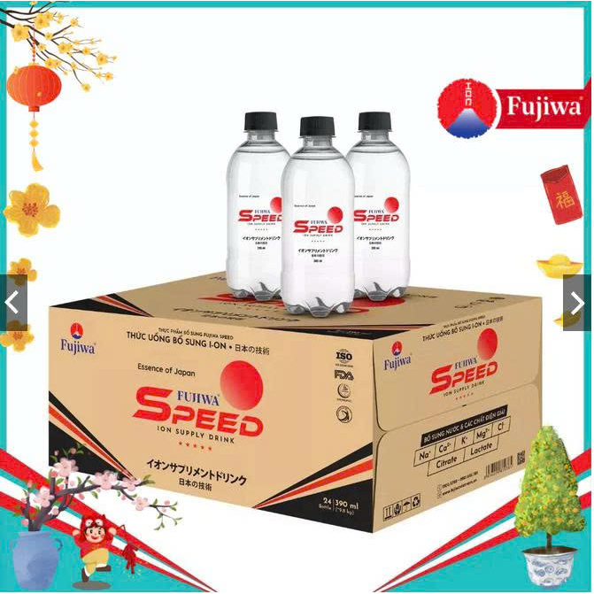 Fujiwa Speed - Thùng 24 Chai 390ml Thức Uống Bổ Sung I-ON Giúp bù khoáng, hồi phục năng lượng