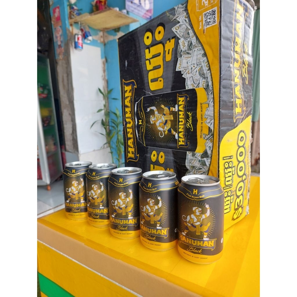 Bia đen Hanuman thơm ngon dễ uống Black 1 thùng 24 lon 330ml nhập khẩu Cambodia