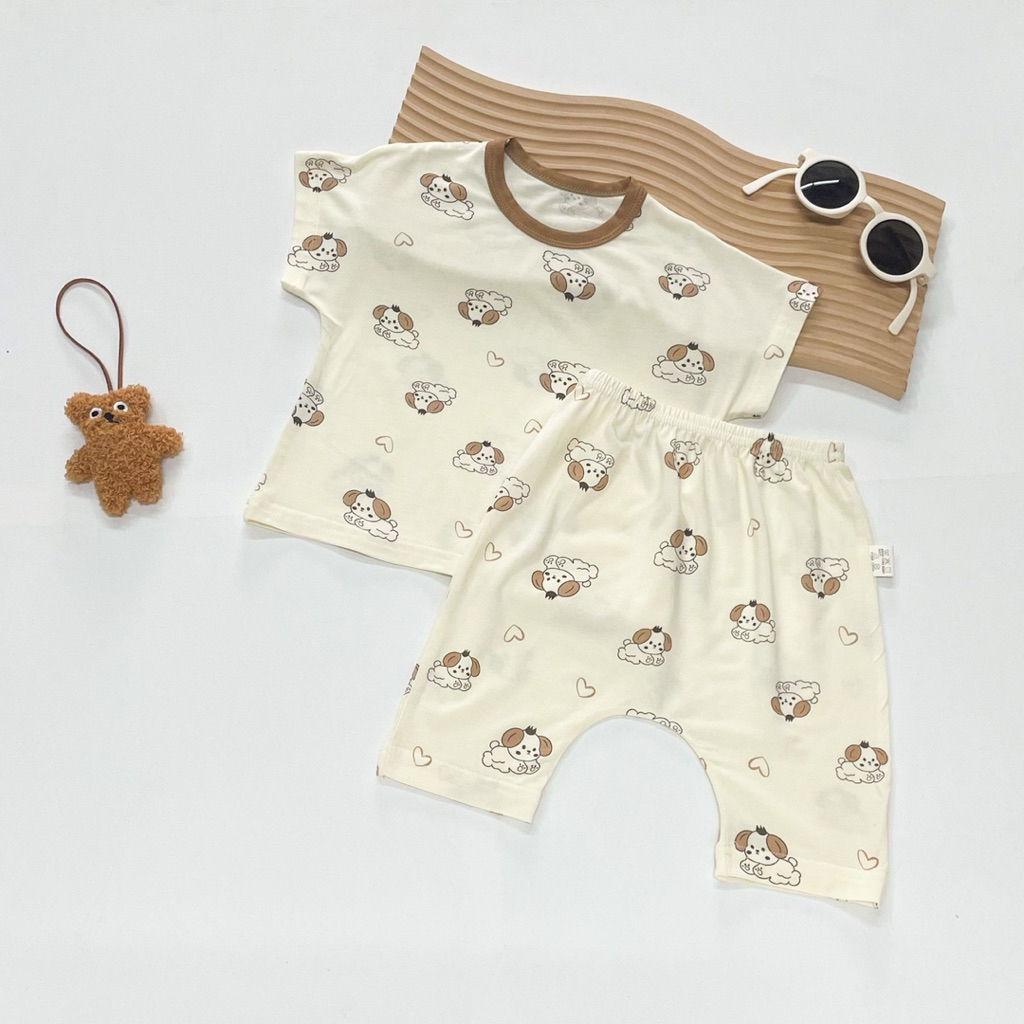 Bộ cotton peptit Quảng Châu cho bé. Bộ cộc tay quần lửng mùa hè cho bé trai ,  bé gái.