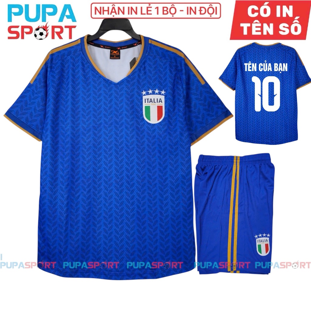 Bộ Đồ Đá Banh Hd, Tuyển Ý Sân Nhà Wc 2026 - Màu Xanh Dương, Vải Mè Cho Nam Nữ, Có In Tên Unisex Top 