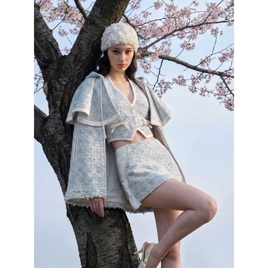 Set 2 món gồm áo crotop và chân váy tweet (không kèm áo choàng), thời trang thiết kế K Closet S6005