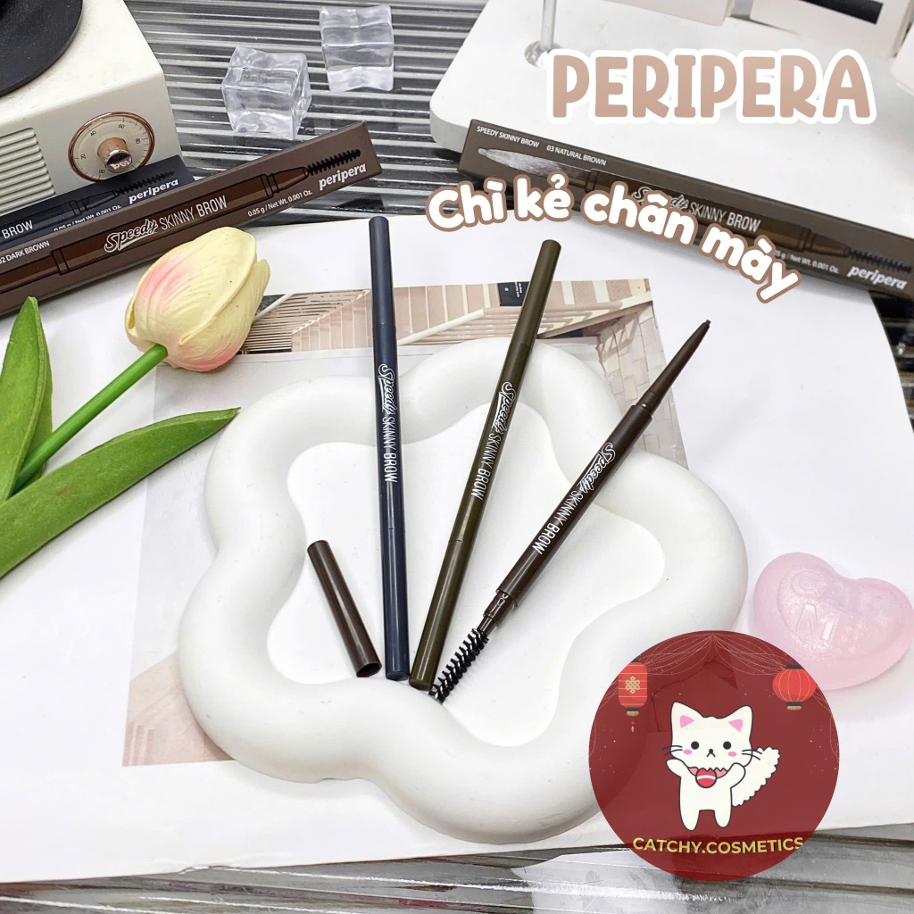 [PERIPERA] Chì Kẻ Chân Mày Peripera Đầu Mảnh 1.5mm Kèm Đầu Chuốt, Speedy Skinny Brown, 0.05g