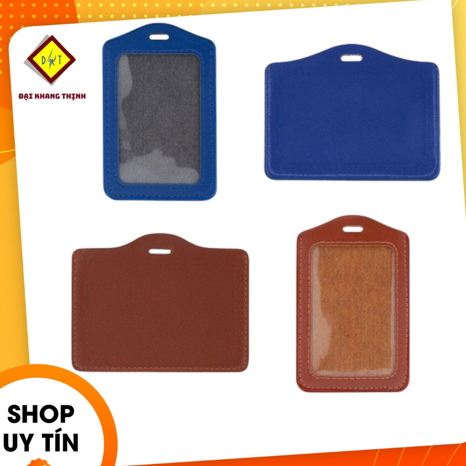 Bảng tên da nâu bỏ thẻ nhân viên thẻ sinh viên Ngang 8.5x5.7cm Đứng 5.7x8.5cm