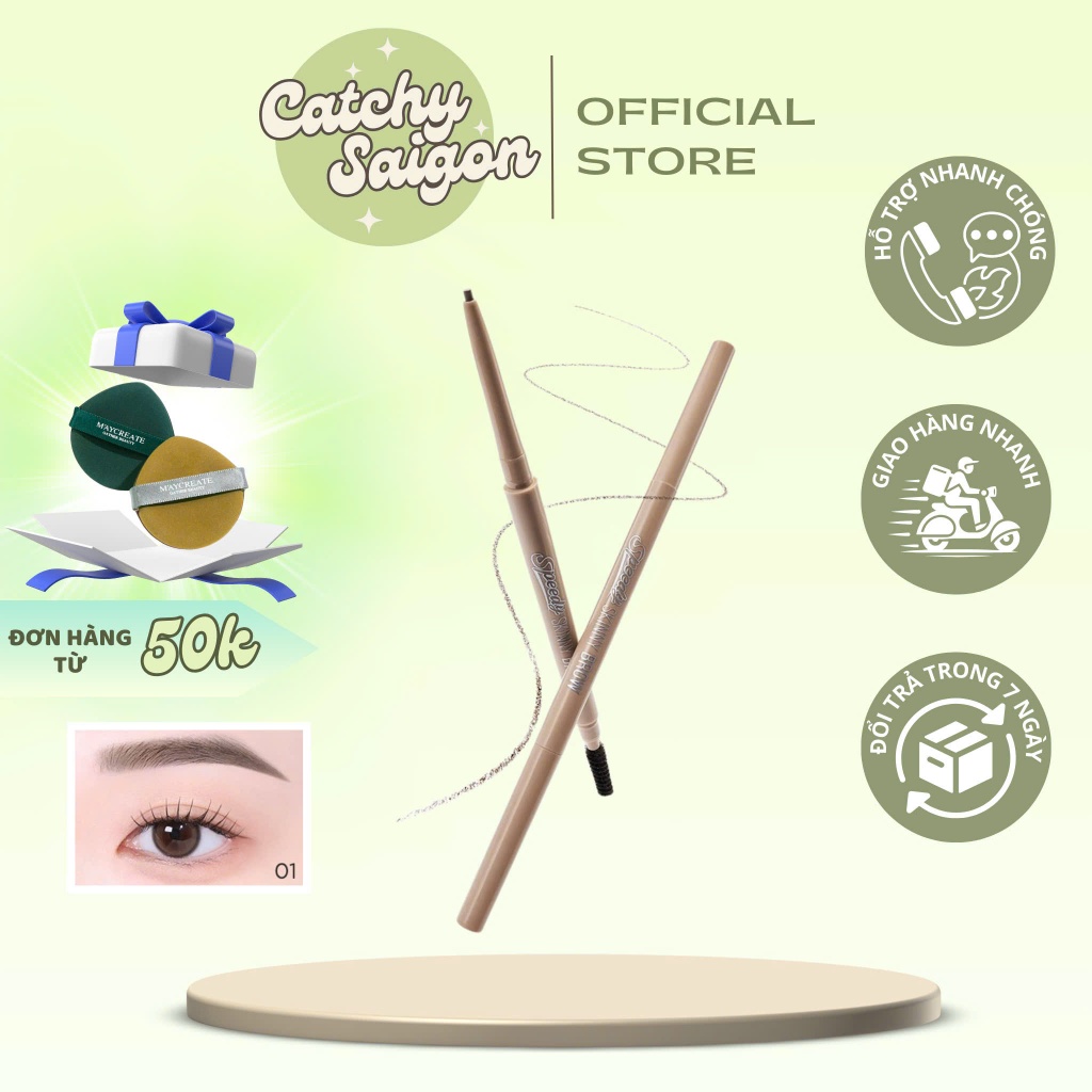 [PERIPERA] Chì Kẻ Chân Mày Peripera Đầu Mảnh 1.5mm Kèm Đầu Chuốt, Speedy Skinny Brown, 0.05g