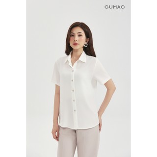 Áo Sơ Mi Nữ GUMAC Áo Kiểu Công Sở Tay Ngắn Trơn Basic Chất Lụa Mango Mềm Mịn Cao Cấp BAE00002