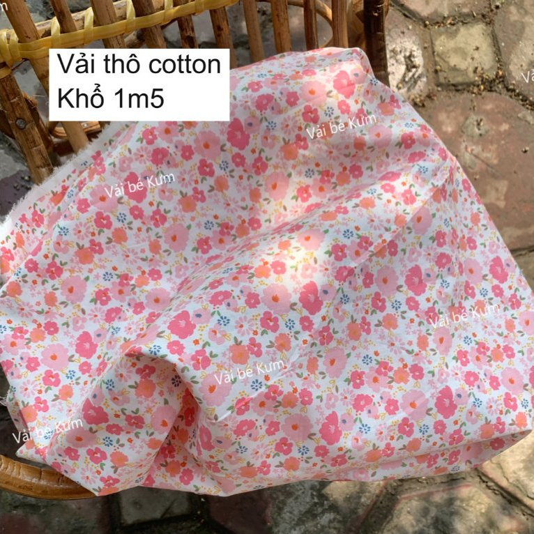Vải thô cotton KHÔNG CO GIÃN  - Vải may đồ cho bé
