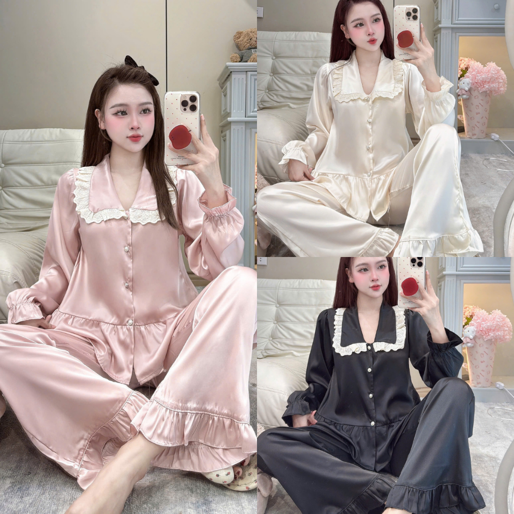 [DEAL MỞ BÁN] Bộ Đồ Ngủ Nữ JUSOKA Pijama Chất Liệu Lụa Latin Dáng Tiểu Thư Mềm Mịn Thoải Mái LT39