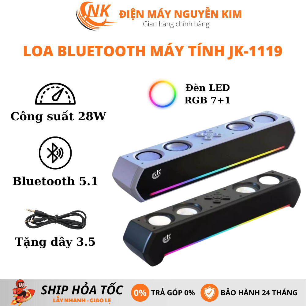 Loa Máy Tính Bluetooth JK-1119 Công Suất 28W, Bass Cực Mạnh, Có Led RGB, Pin Sử Dụng 4-8H, BH 2 Năm