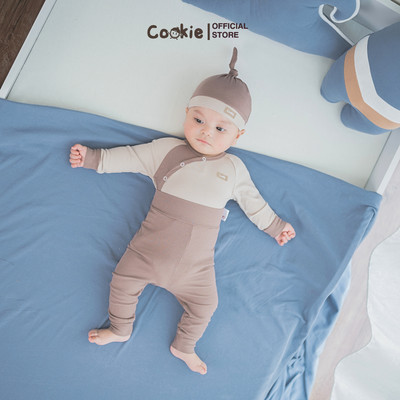 Bộ Sơ Sinh Dài Tay COOKIE, Bộ Sơ Sinh Cài Lệch Phối Vạt Cho Bé Size Từ 0 Đến 6 Tháng 2026 Mỏng Mềm Nhẹ