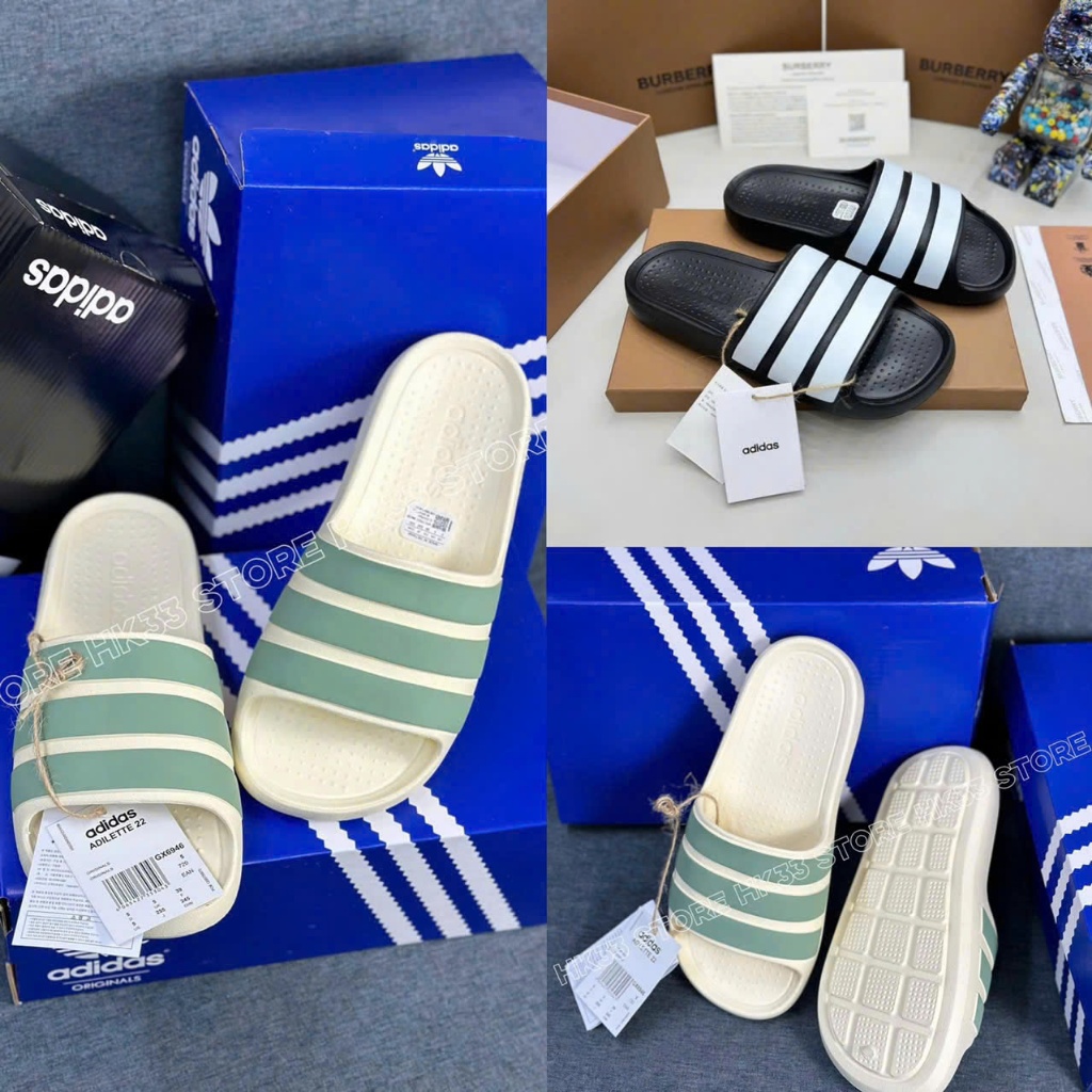 Dép đúc Adidas Adilette Flow Slides đúc nguyên khối, Dép đúc EVA quai ngang 3 sọc to chống thấm nước