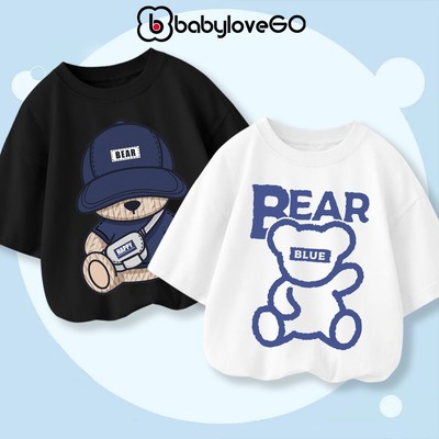Áo thun tay lỡ form rộng cho bé trai bé gái BabyloveGO BST áo phông cổ tròn chất Cotton Premium thoáng mát