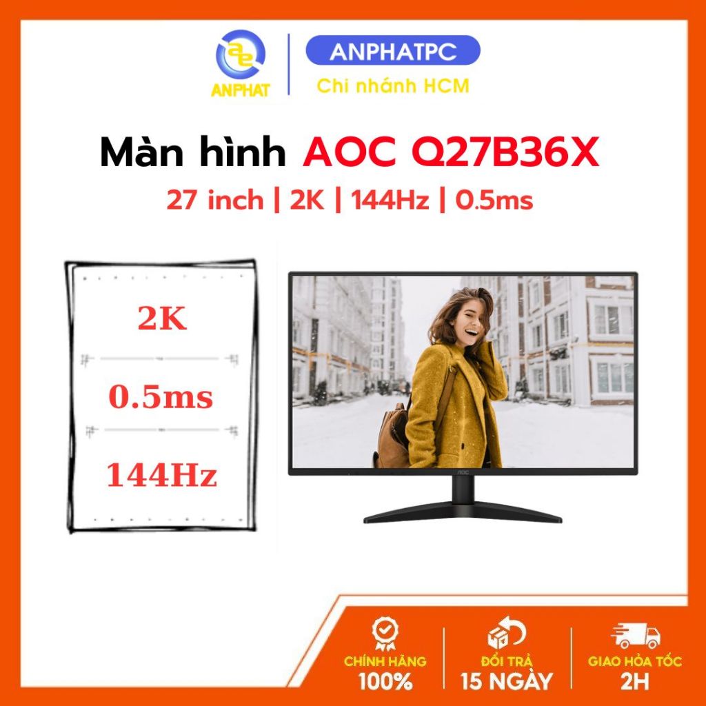Màn Hình AOC Q27B36X (27 inch - IPS - 2K - 144Hz - 0.5ms)