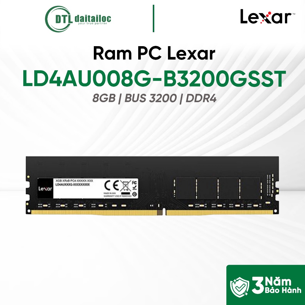 Ram Lexar 8GB Bus 3200 DDR4 (LD4AU008G-B3200GSST) | Chính Hãng | Bảo Hành 36 Tháng