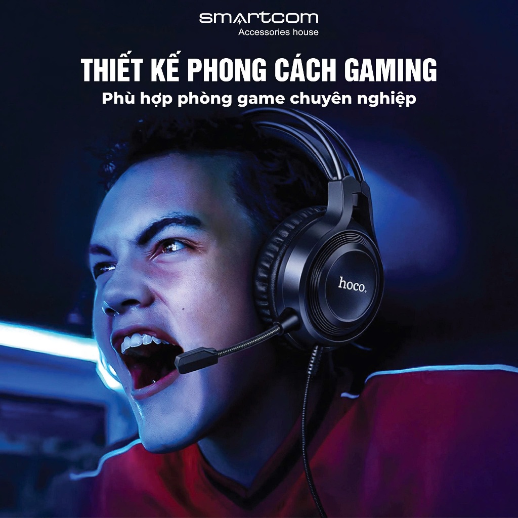 Tai nghe GAMING chụp tai cao cấp Hoco W106 có mic đàm thoại, tích hợp dây cắm máy tính - Bảo hành 12 tháng | BigBuy360 - bigbuy360.vn