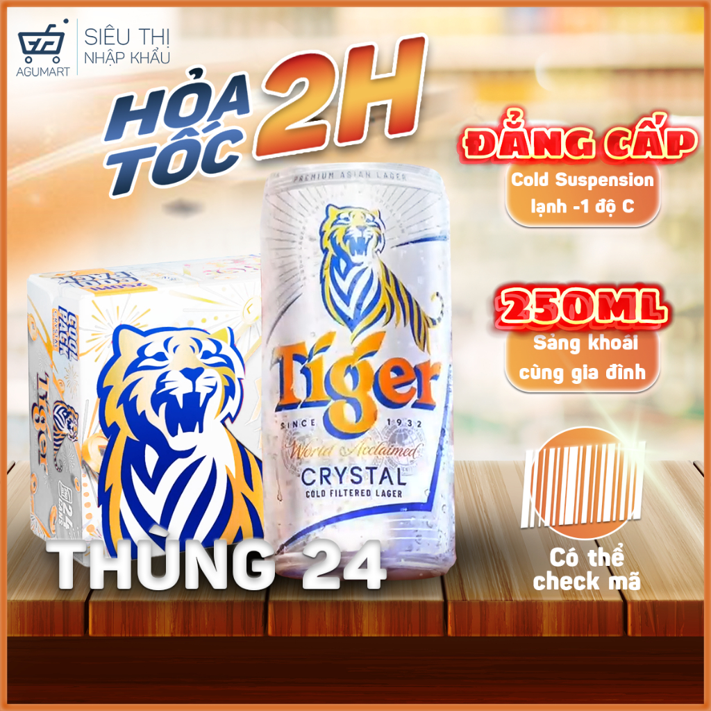 [HỎA TỐC] Bia Tiger Bạc 250ml thùng 24 lon