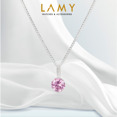 Dây chuyền LAMY bạc nữ Sparkling Stone Necklace Pink 6067