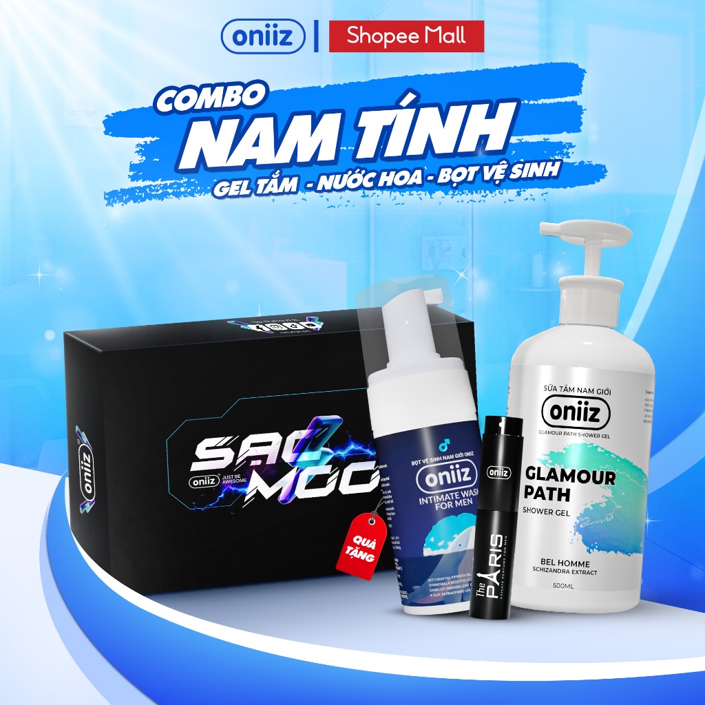 Combo nam tính Gel tắm, nước hoa cao cấp Oniiz, quà tặng bọt vệ sinh nam giới, dung dịch nam tạo bọt