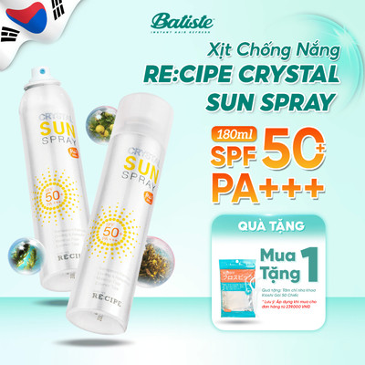 Xịt Chống Nắng Crystal Sun RECIPE Spray Hàn Quốc SPF50+ PA+++ 80ml/ 180ml Chống Nắng Cho Mặt & Body