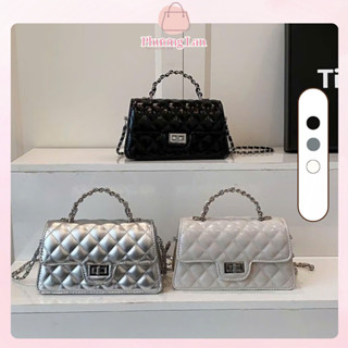 Túi xách nữ túi đeo vai đi tiệc đi chơi, túi xách nữ phối dây xích khóa xoay chất liệu da PU - Túi xách Phương Lan