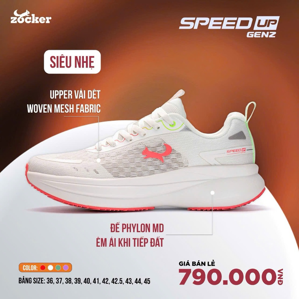 Giày thể thao zoker nam nữ, ,Giày chạy bộ siêu nhẹ thoáng khí