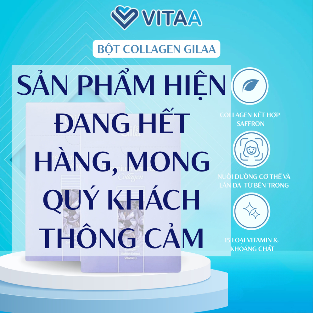 Bột Collagen Gilaa Siêu phân tử 300DA Kết hợp Saffron 60 gói