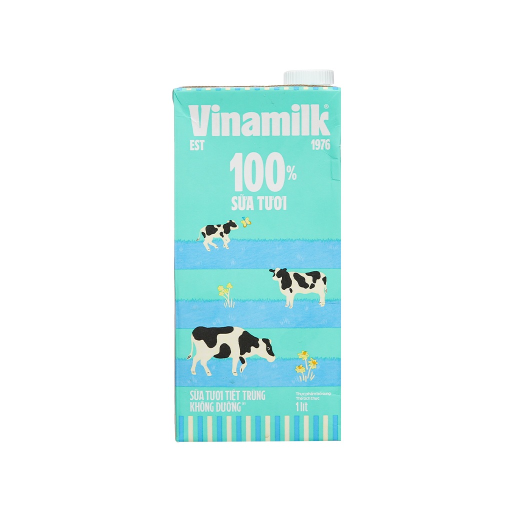 Thùng 12 hộp Sữa tươi tiệt trùng không đường Vinamilk 100% Sữa tươi hộp 1 lít