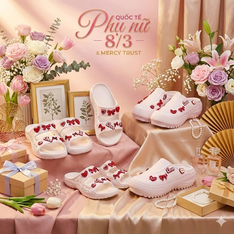 [FULLBOX, STICKER Giống Hình, Vớ] Dép Sục MERCY TRUST Trang Trí Sticker 2026 – Dép Nam Nữ Xinh Xắn, Êm Nhẹ, Tôn Dáng