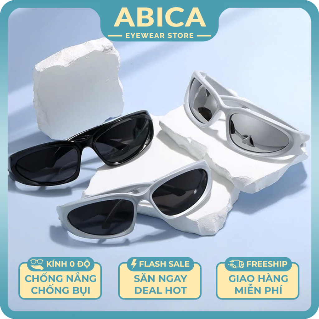 Kính râm mát nam nữ dáng thể thao thời trang Hàn Quốc chống tia UV400 đi phượt đi leo núi ngầu ABICA 320