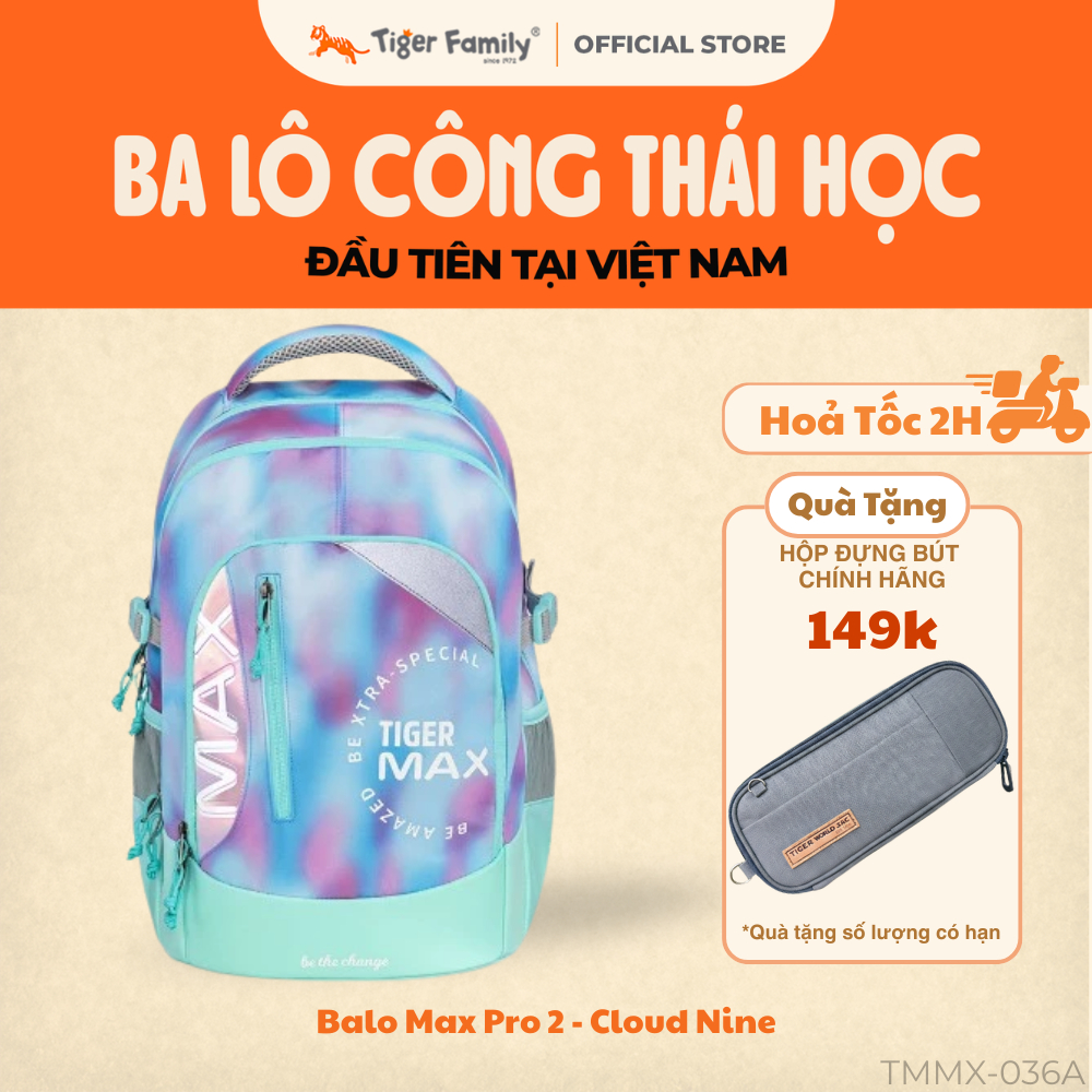 Cặp Sách Công Thái Học Tiger Family Balo Max Pro 2 - Cloud Nine - Tiger Max TMMX-036A