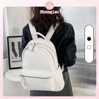 Balo da pu họa tiết caro dập nổi, balo cặp thời trang 2 màu  size 40 vừa laptop - Túi xách Phương Lan