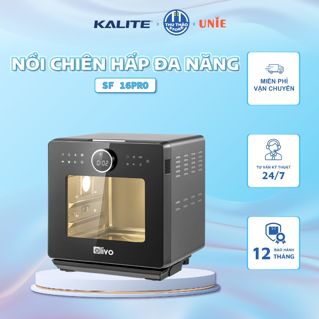 Nồi Chiên Hơi Nước OLIVO SF16 PRO Bản Có Chú Thích 16L – Nồi Chiên Hấp 70 Chức Năng